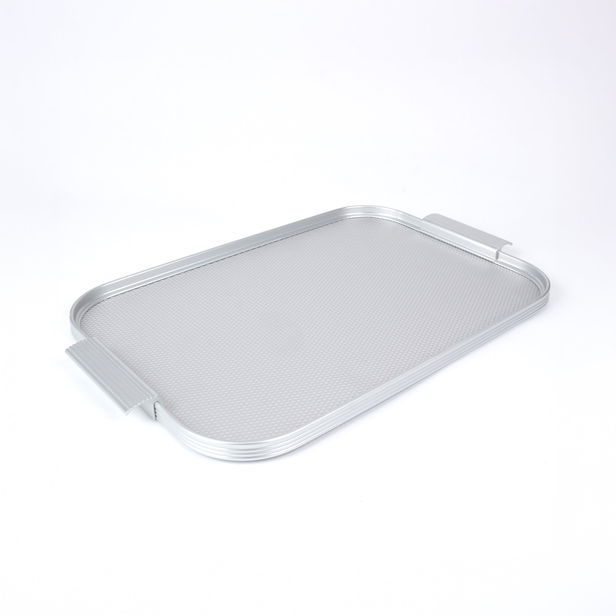 Kaymet Ribbed Tray - 16 x 11 - Silver