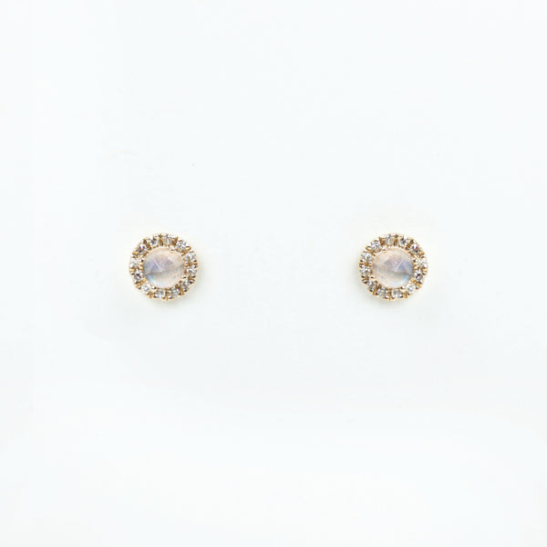 Liven Co. - Rosie 3.0mm Earrings - Rainbow Moonstone & Diamond