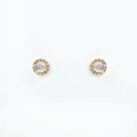 Liven Co. - Rosie 3.0mm Earrings - Rainbow Moonstone & Diamond