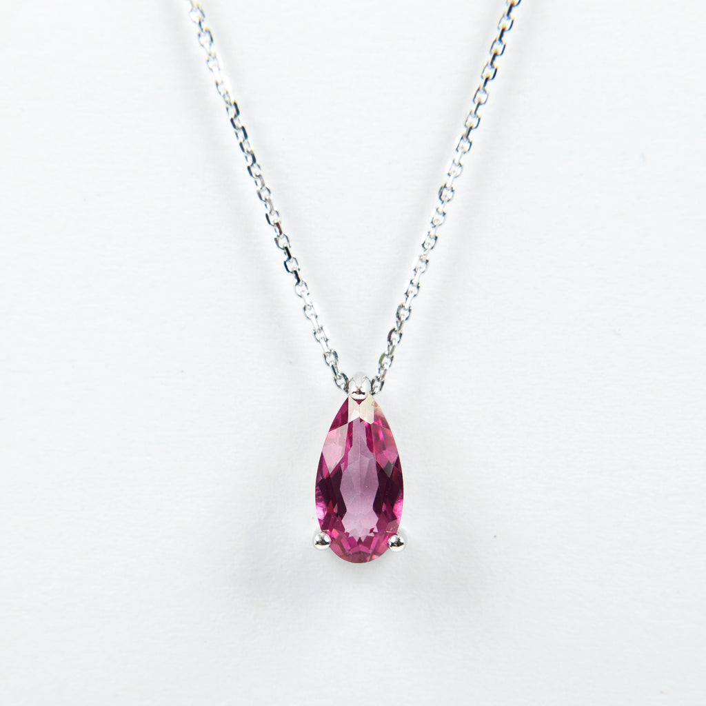 Suzanne Kalan - Pink Topaz Pear Drop Necklace 14k White Gold