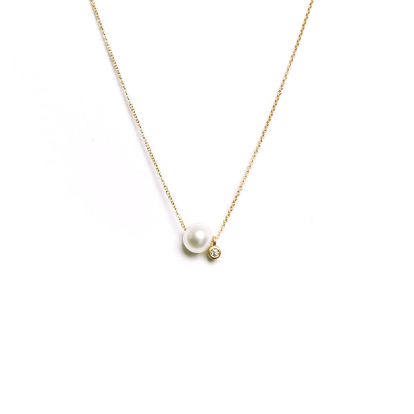 Carla Caruso - Dainty Necklace - Pearl & Diamond