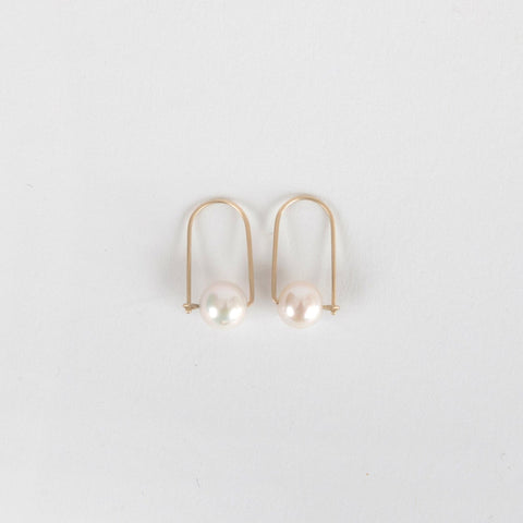Carla Caruso - Wide Arch Earrings - White Pearl
