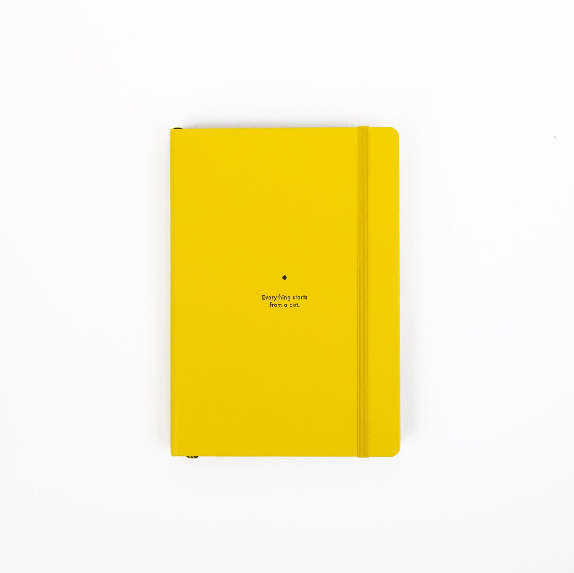 Yellow notebook with text on a white background