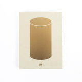 Beige book cover with a brown cylindrical shape and white text on a beige background