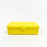 Yellow rectangular box with a lid on a white background