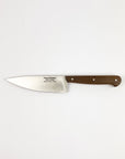 Chef's knife with a wooden handle on a white background