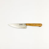 Chef's knife with wooden handle on a white background