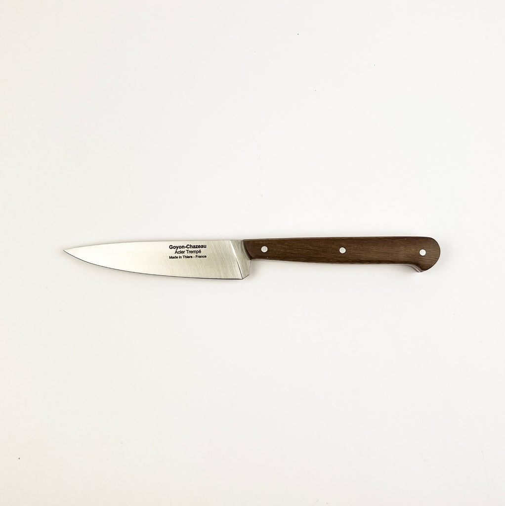Knife with a wooden handle on a white background