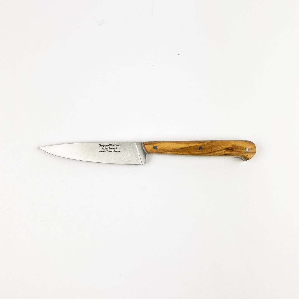 Knife with a wooden handle on a white background