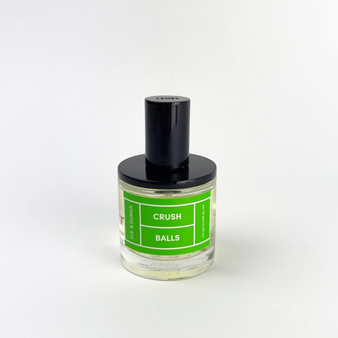 Bottle of 'CRUSH Balls' on a white background