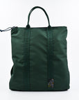 Green tote bag with straps on a white background