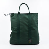 Green tote bag with straps on a white background