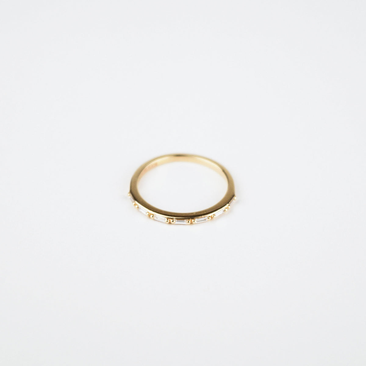 Suzanne Kalan - 14k Gold Horizontal Diamond Baguette Half Band - Size 6