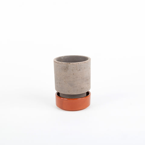 Hoff 3.1" Plant Pot Grey - Rust Red Saucer