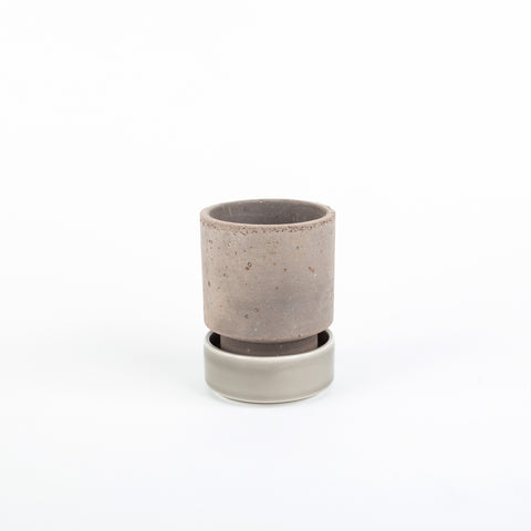 Hoff 3.1" Plant Pot Grey - Pearl Grey Saucer