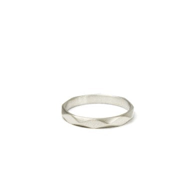 Carla Caruso - Small Faceted Band - 14k White Gold, Size 7