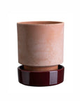 Hoff Planter & Saucer - 6.3" Ø - Rosa Pot/Deep Burgundy Saucer