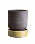 Hoff Planter & Saucer - 6.3" Ø - Grey Pot/Pale Yellow Saucer