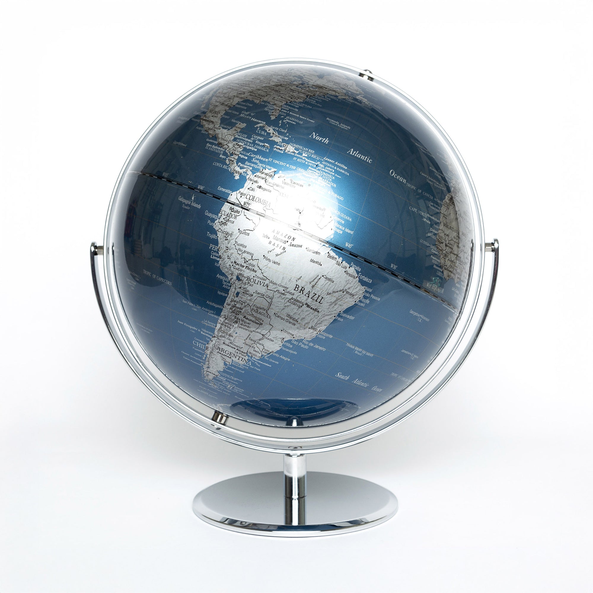 Modern Globes - Blue &amp; Chrome