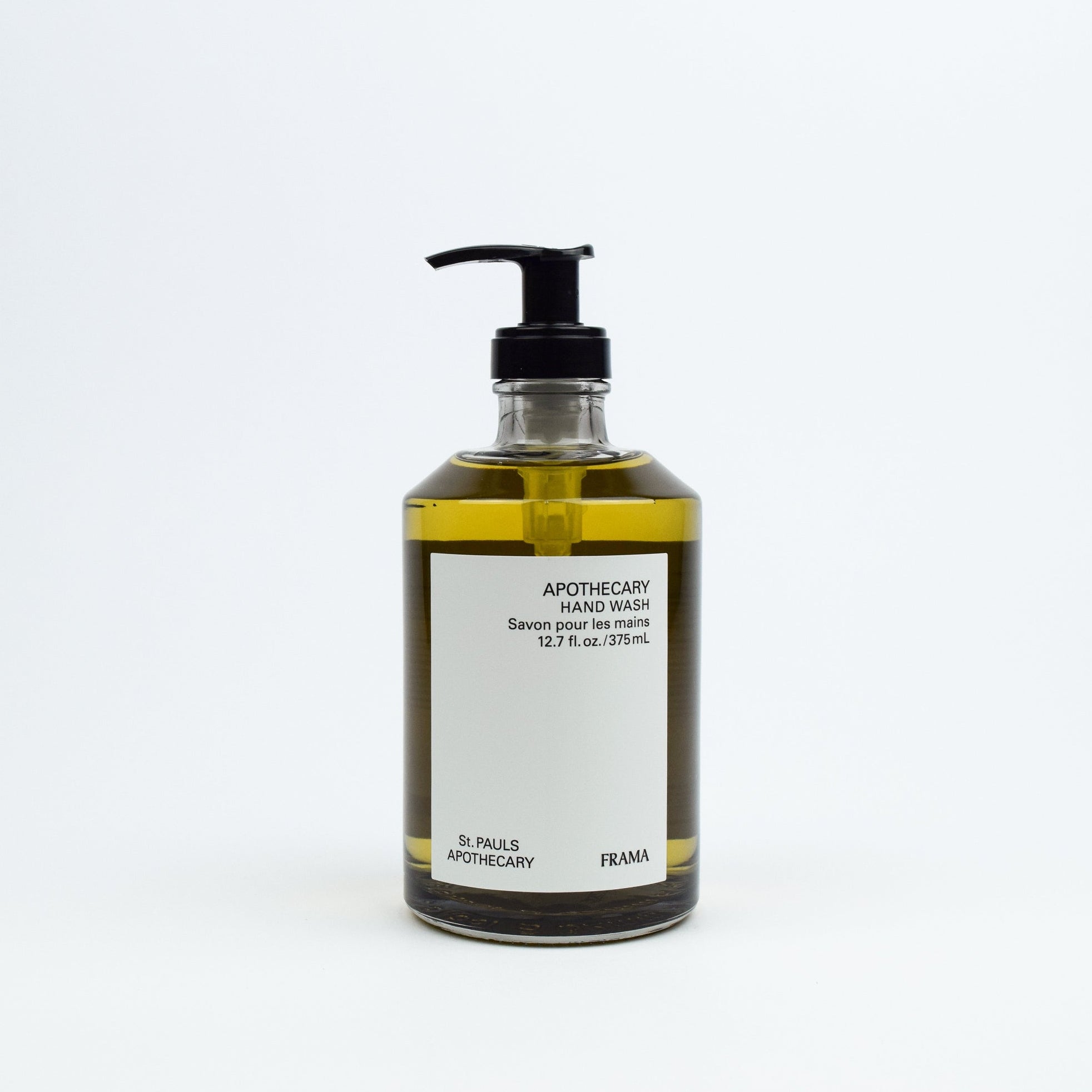 Bottle of St. Paul's Apothecary hand wash on a white background