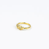Gold ring with a small diamond on a white background