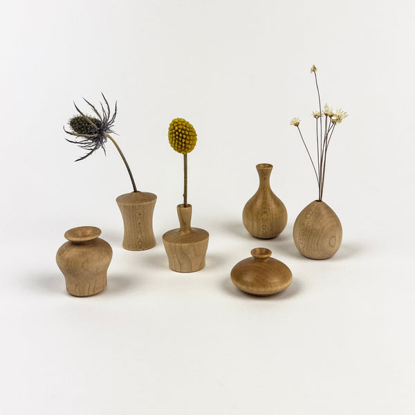 Tiny Wooden Flower Vases