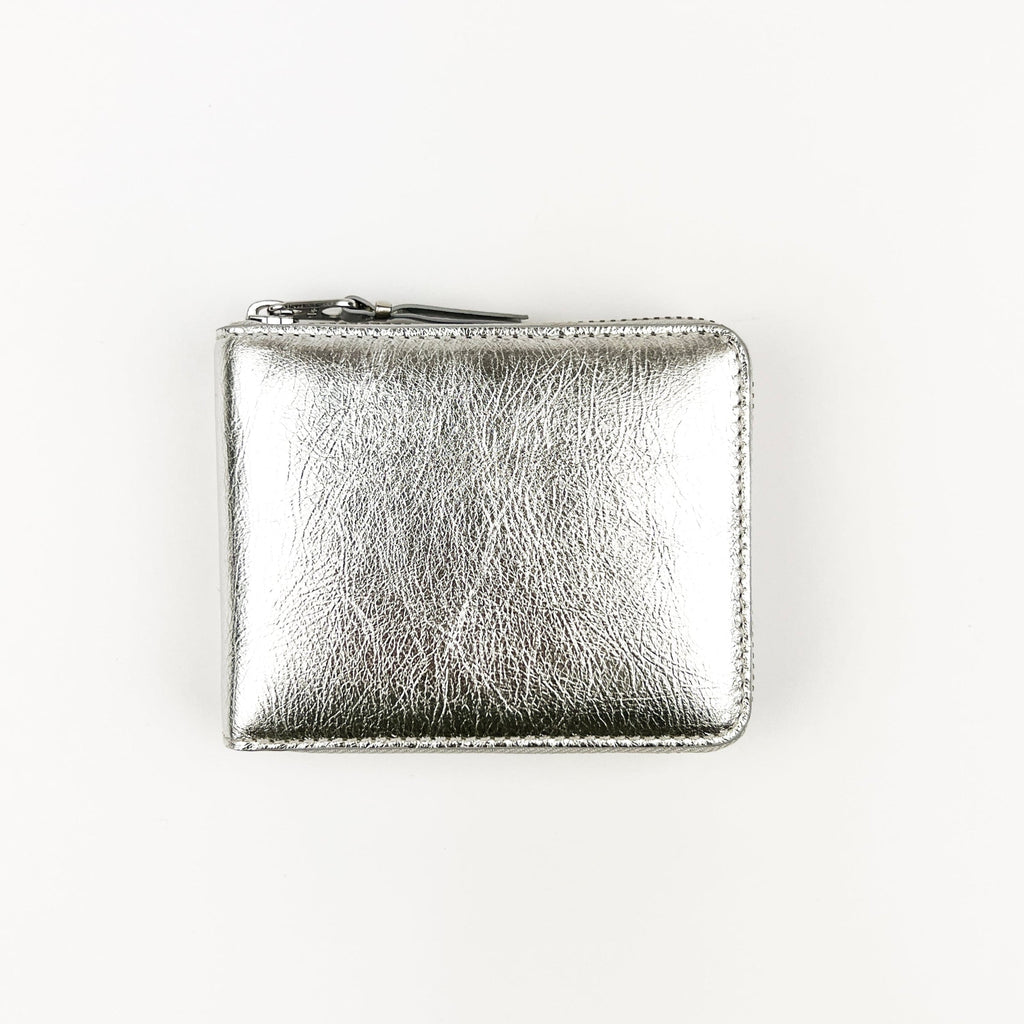 Silver wallet on a white background