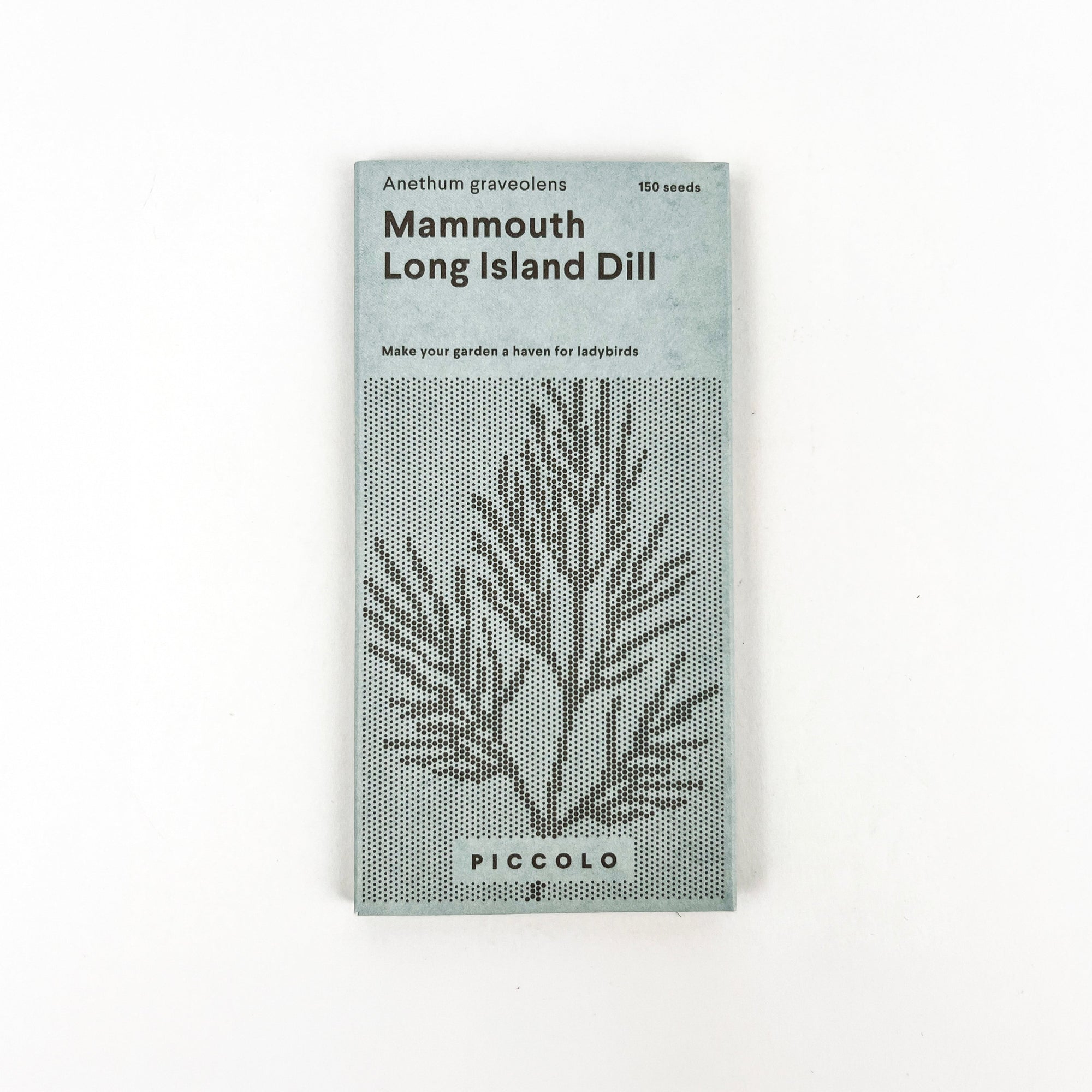 Seeds packet for Mammouth Long Island Dill on a white background