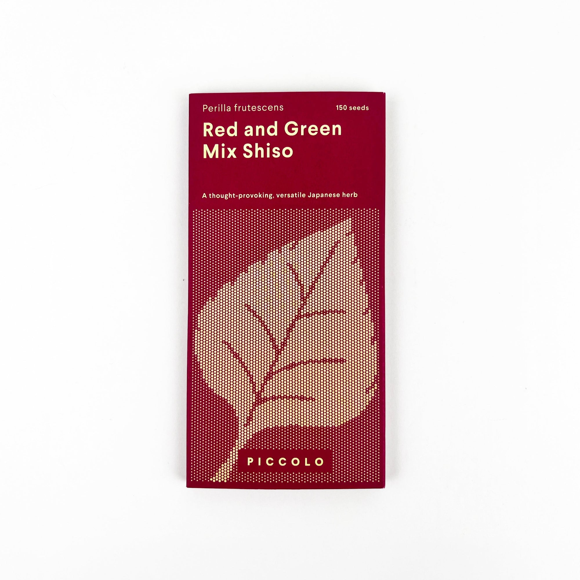Red package of Red and Green Mix Shiso seeds with leaf illustration on a white background
