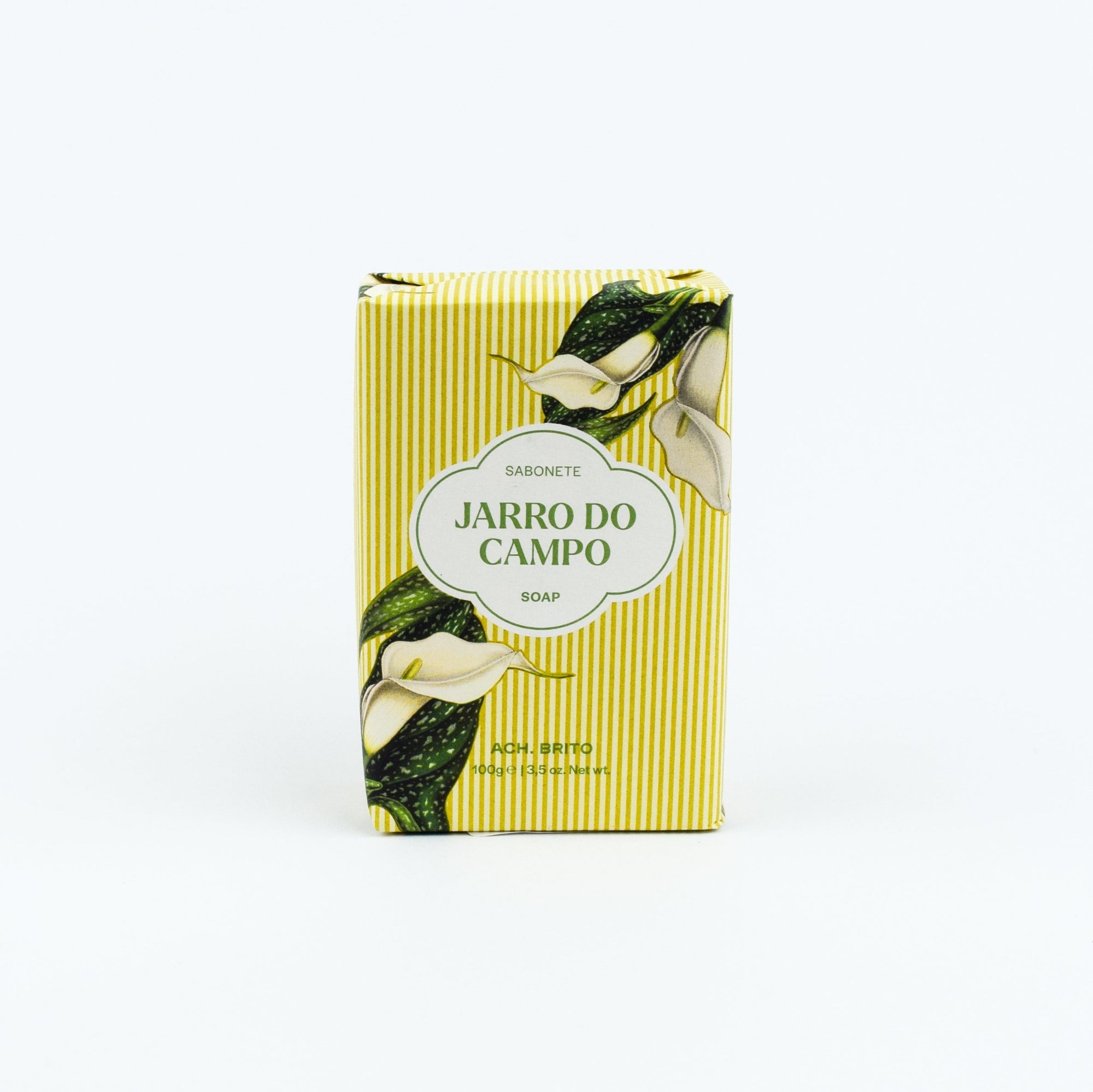 Jarro do Campo soap packaging with green leaves design on a white background