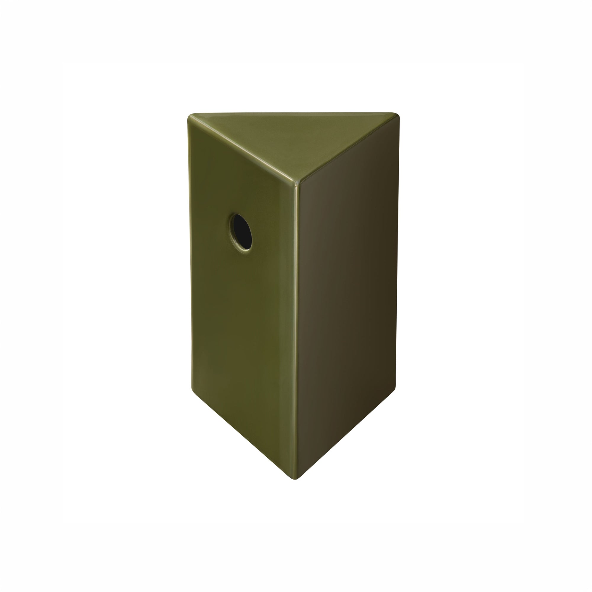 Green triangular bird house on a white background