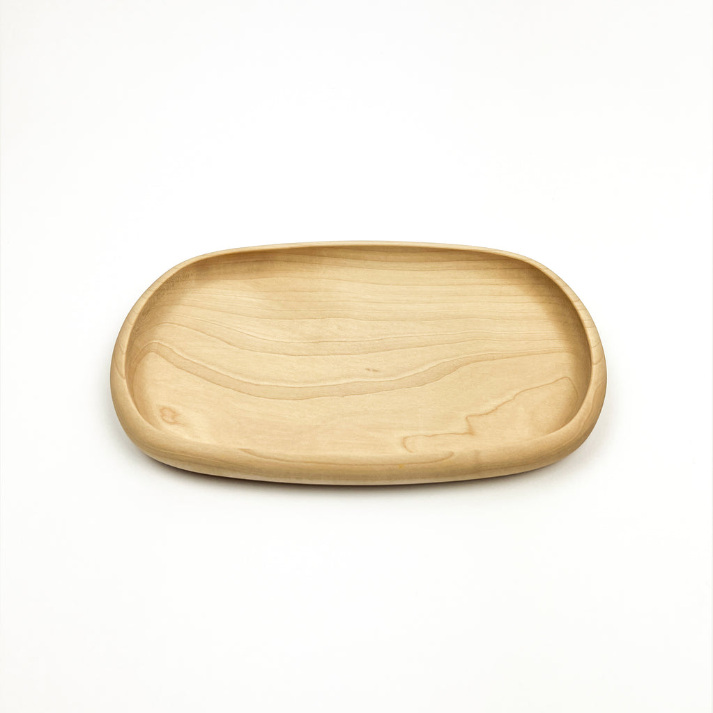 Wooden tray on a white background