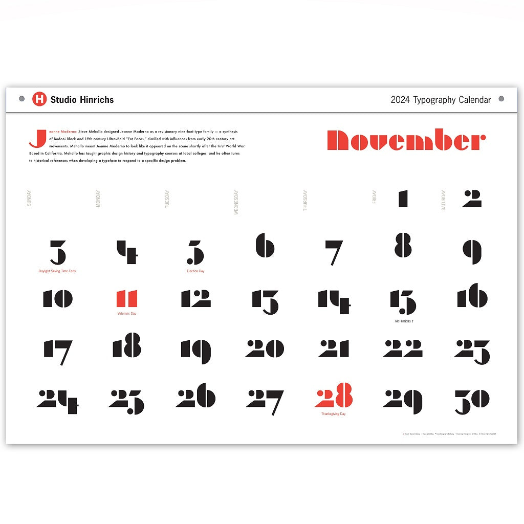 2024 Typography Giant Wall Calendar by Studio Hinrichs