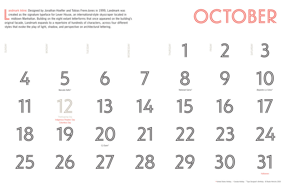 2026 Typography Giant Wall Calendar by Studio Hinrichs