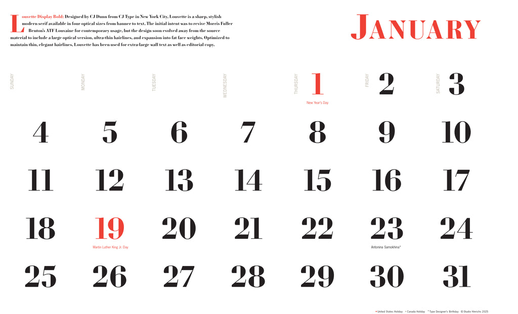 2026 Typography Giant Wall Calendar by Studio Hinrichs