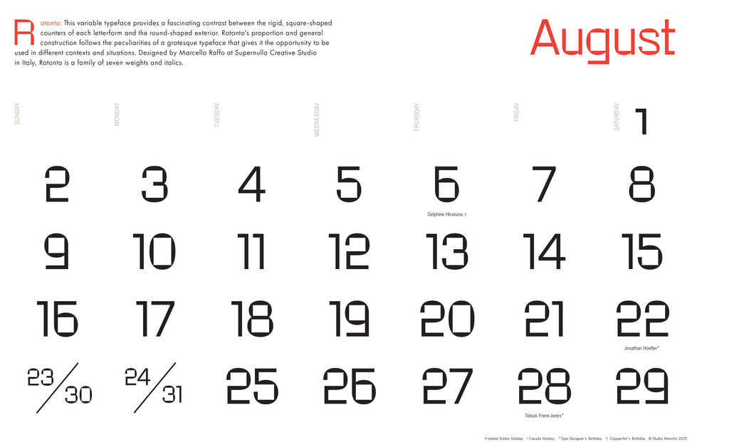 2026 Typography Giant Wall Calendar by Studio Hinrichs