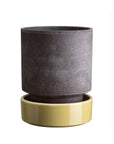 Hoff Planter & Saucer - 7.1" Ø - Grey Pot/Pale Yellow Saucer