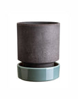 Hoff Planter & Saucer - 5.5" Ø - Grey Pot/Misty Blue Saucer