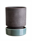 Hoff Planter & Saucer - 7.1" Ø - Grey Pot/Misty Blue Saucer