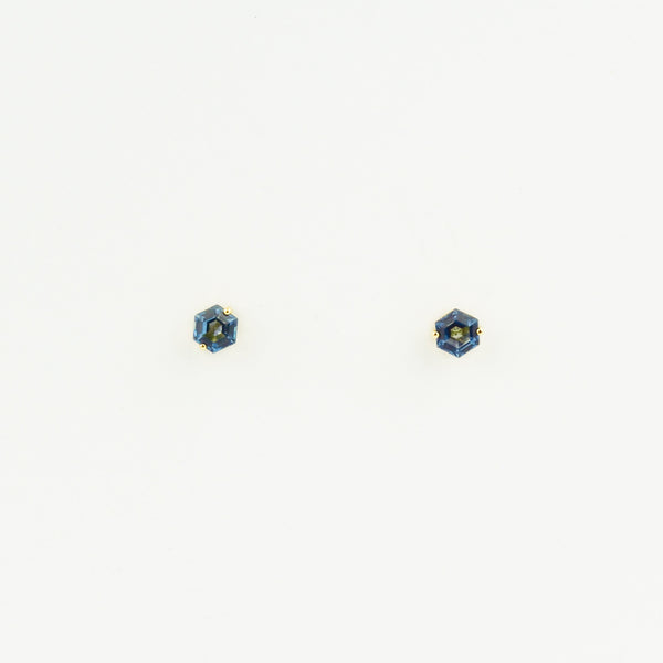 Suzanne Kalan - 14k Yellow Gold Bloom Hexagon Earrings - English Blue Topaz