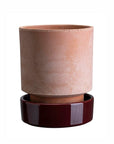 Hoff Planter & Saucer - 7.1" Ø - Rosa Pot/Deep Burgundy Saucer