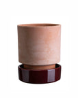 Hoff Planter & Saucer - 5.5" Ø - Rosa Pot/Deep Burgundy Saucer