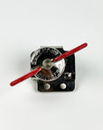 Can opener with red lever and 'Super Kim' branding on a white background