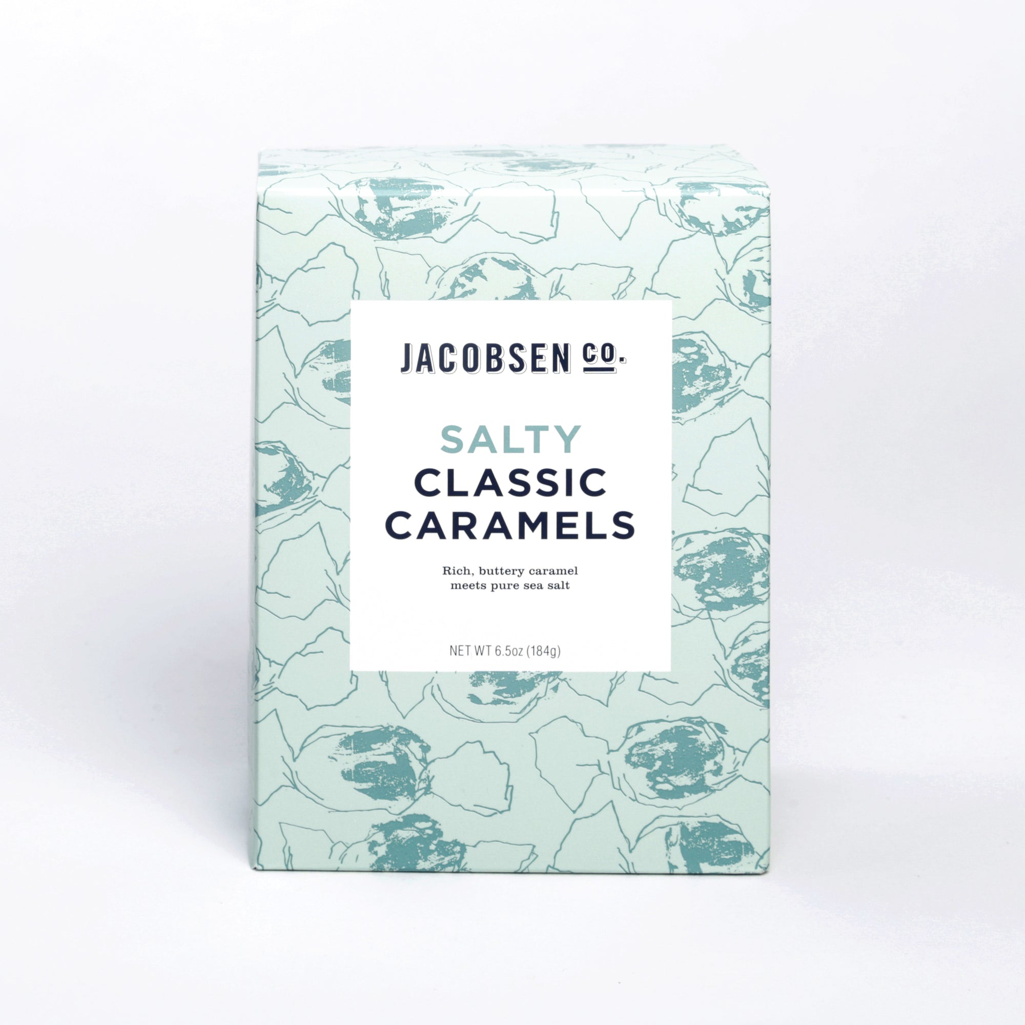 Box of Jacobsen Salty Classic Caramels on a white background
