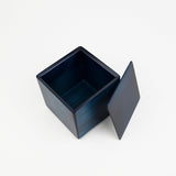 Blue square box with a lid on a white background