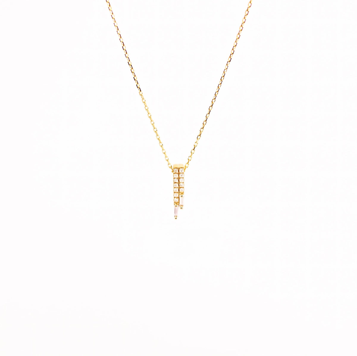 Suzanne Kalan - 14k Gold Vertical Mixed Diamond Double Stick Pendant