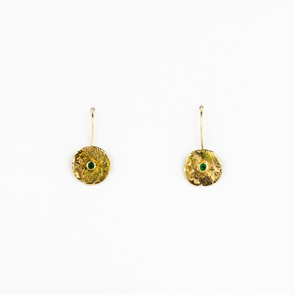 Elle Naz - Disc Earrings with Emeralds