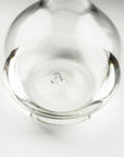 Clear glass object with a logo on a white background