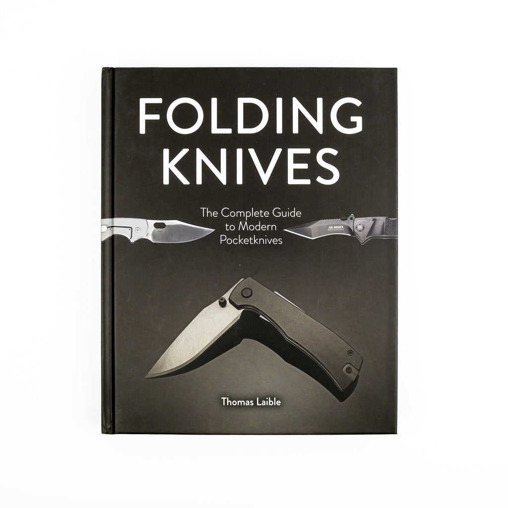 Book titled 'Folding Knives: The Complete Guide to Modern Pocketknives' by Thomas Laible on a white background
