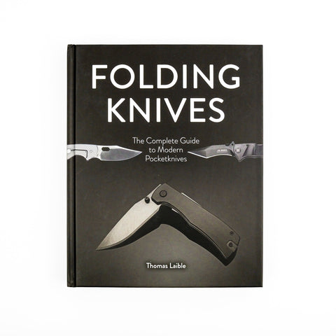 Book titled 'Folding Knives: The Complete Guide to Modern Pocketknives' by Thomas Laible on a white background
